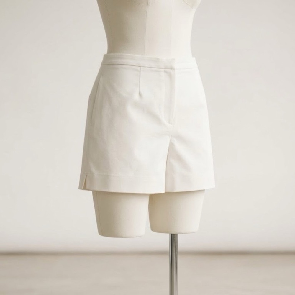 H&M White Structured High-Waist Shorts with Side Zip - Size 12